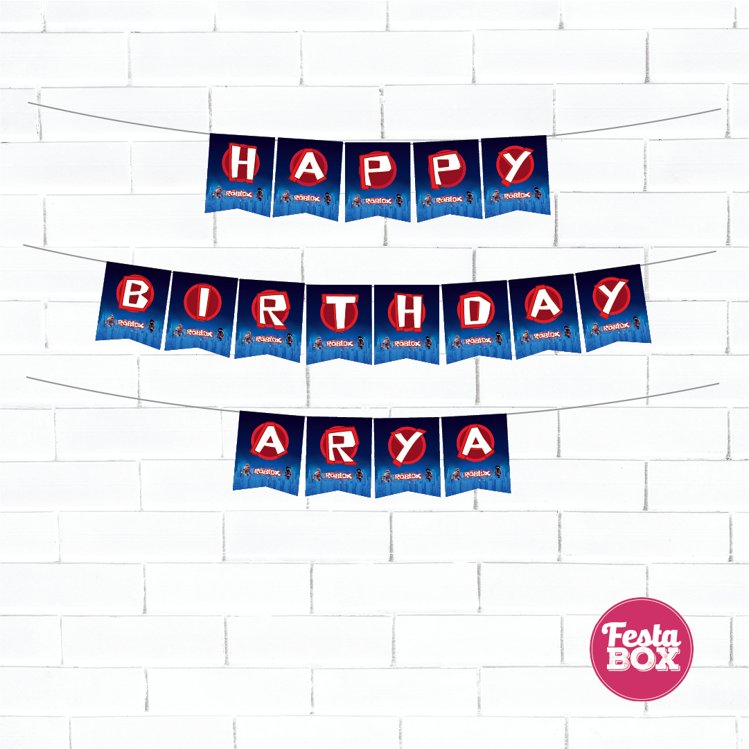 Happy Birthday Banner personalised - Roblox theme