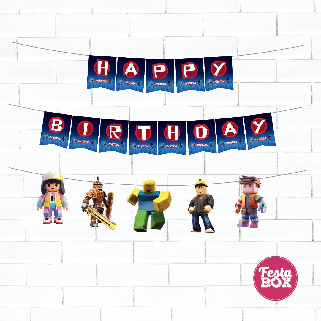 Background Banner for Birthday Party Decoration - Roblox Theme Option 3