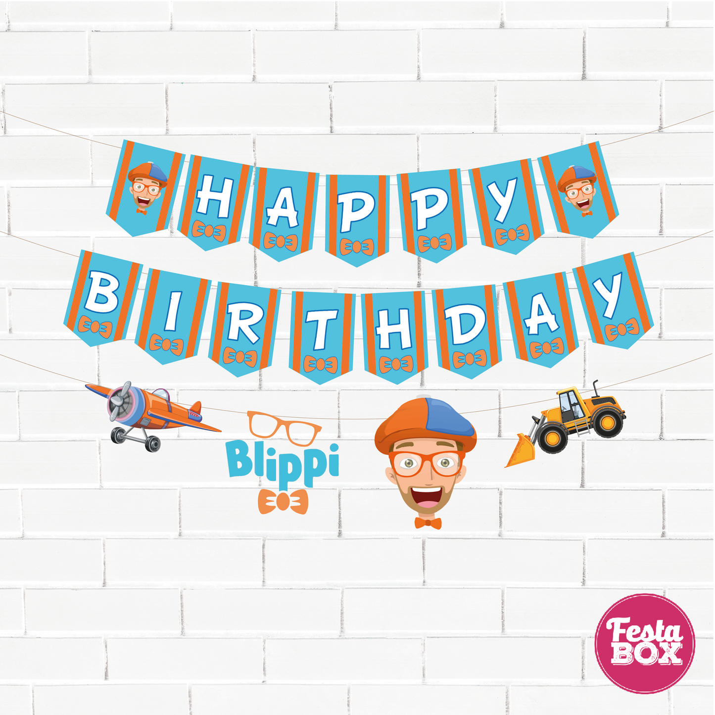 Background Banner for Birthday Party - Blippi Theme by Festabox - Option 1