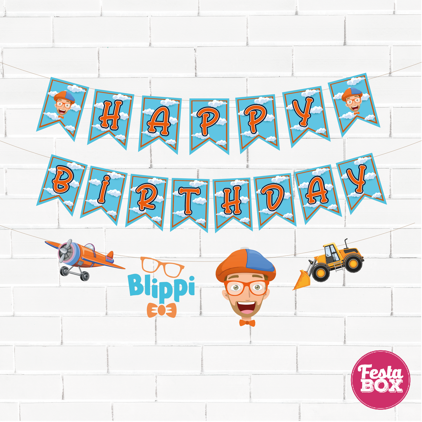 Background Banner for Birthday Party - Blippi Theme by Festabox - Option 3