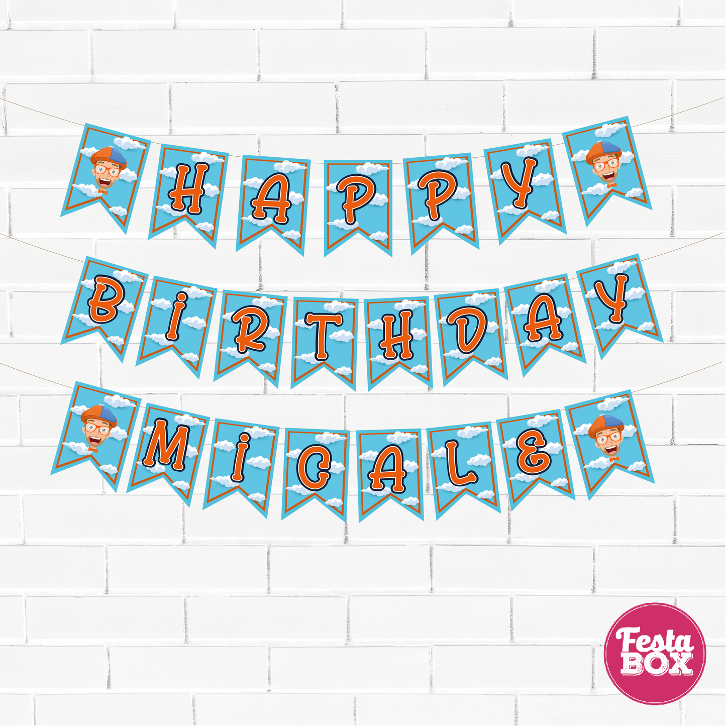 Background Banner for Birthday Party - Blippi Theme by Festabox - Option 3