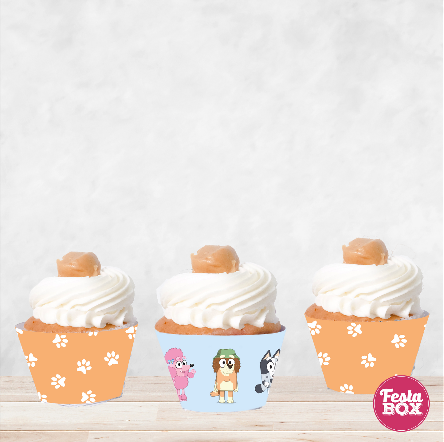 Cupcake Wrappers for Birthday Party Decoration - Bluey Theme (Set of 6) - Assorted