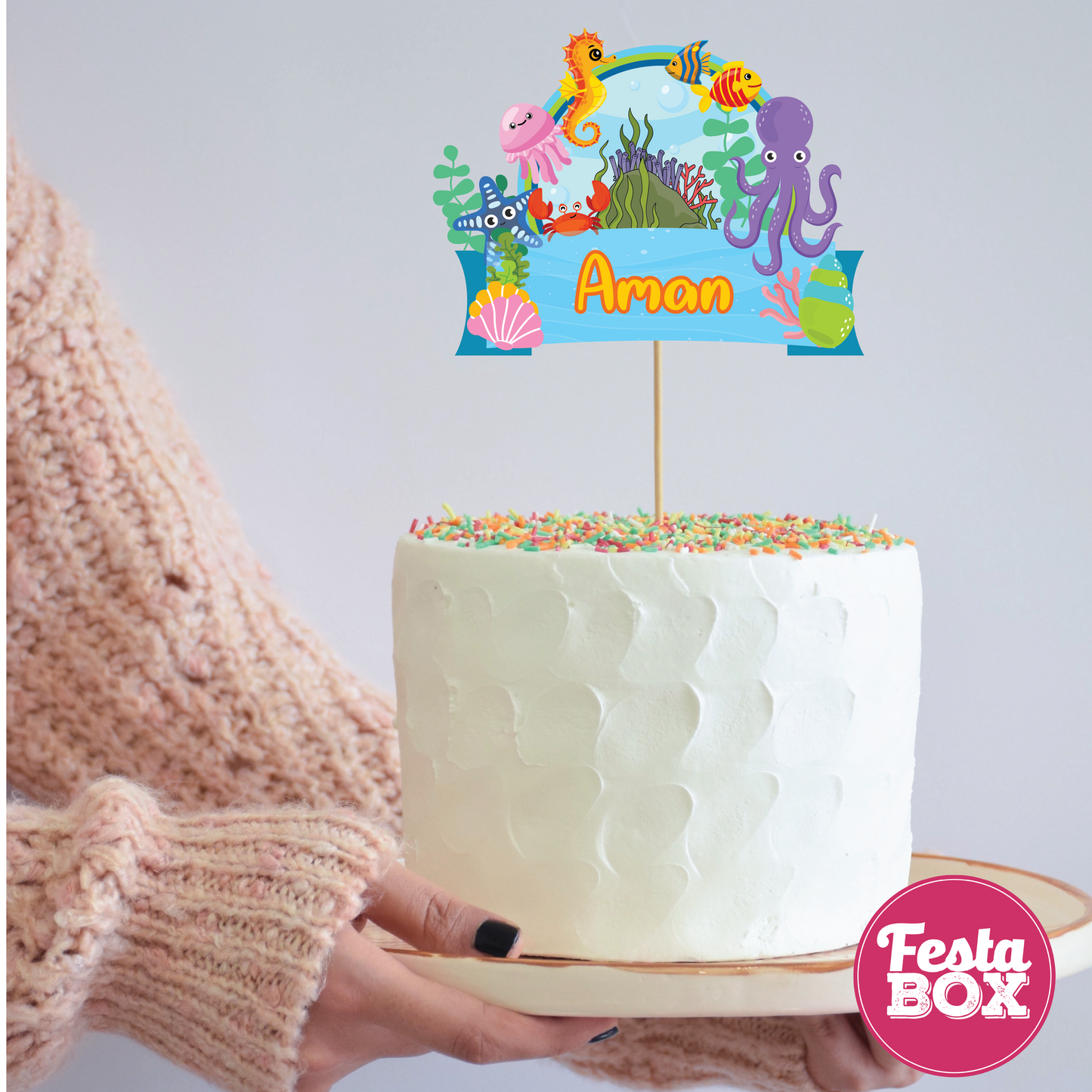 Cake Topper for Birthday Party Decoration - Under the Sea Theme - Option 1
