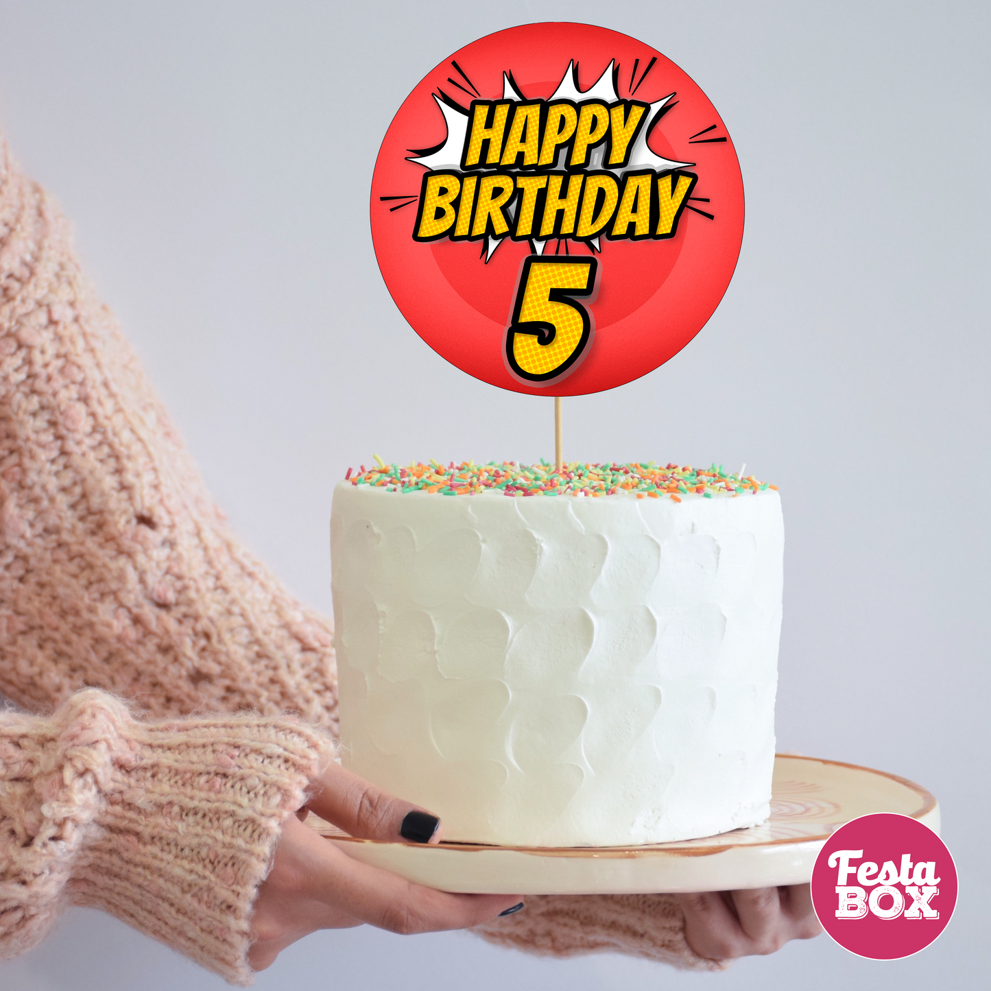 Cake Topper for Birthday Party Decoration - Superhero Theme - Option 2