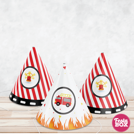 Birthday Celebration Caps -  Firetruck Theme (Set of 6) - Assorted