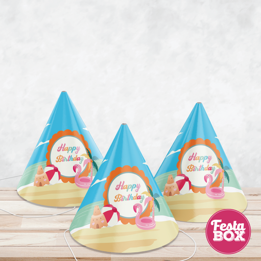 Birthday Party Caps - Beach Theme (Set of 6) - Option 2