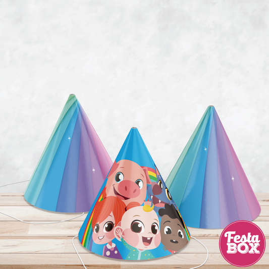 Birthday Celebration Caps -  Cocomelon Theme (Set of 6) - Assorted