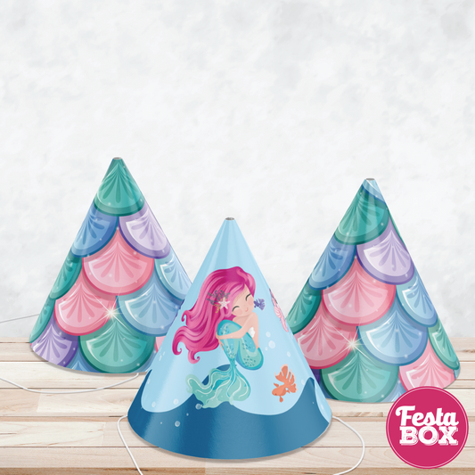 Birthday Celebration Caps -  Mermaid Theme (Set of 6) - Assorted