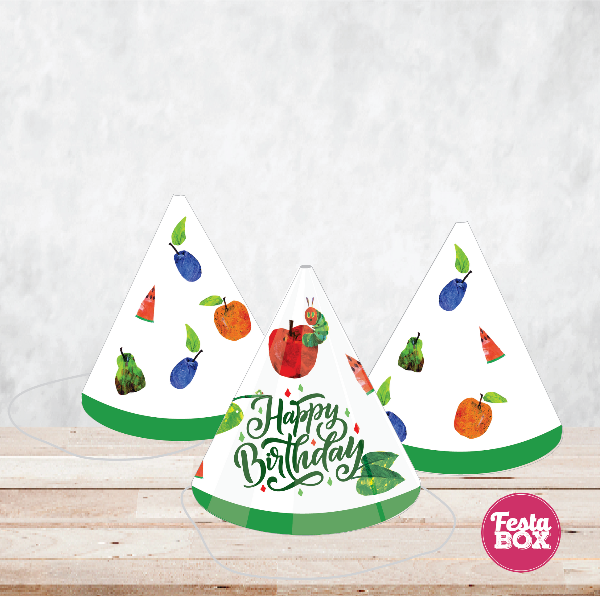 Birthday Party Caps - Hungry Caterpillar Theme (Set of 6) - Option 2