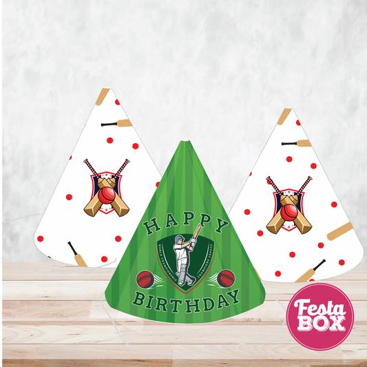 Birthday Celebration Caps - Cricket Theme (Set of 6) - Assorted