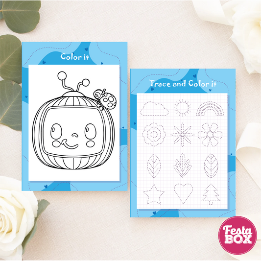 Birthday Activities Game - Colouring Sheet (2 per set) - Cocomelon Theme (Set of 6)
