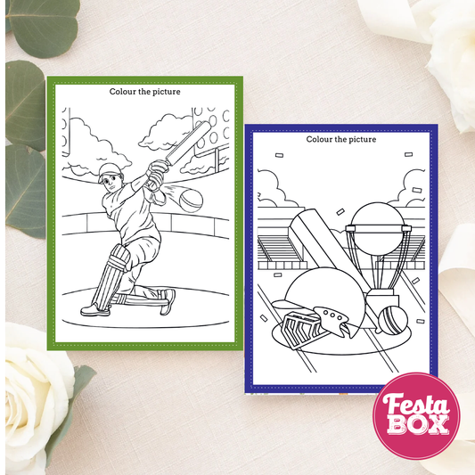 Birthday Activities Game - Colouring Sheet (2 per set) - Cricket Theme