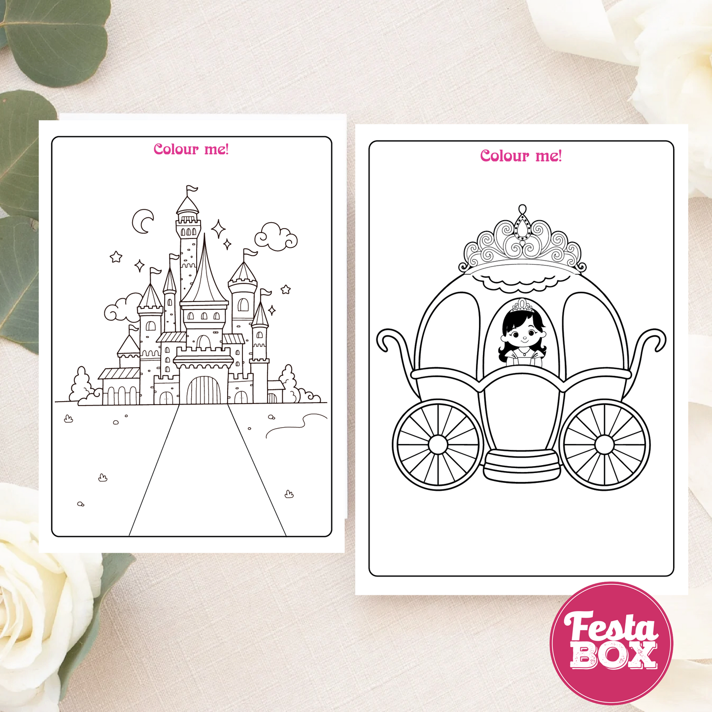 Birthday Game - Colouring Sheet (2 per set) - Princess Theme (Set of 6)