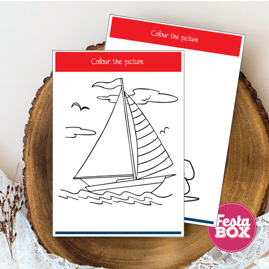 Birthday Party Game - Colouring Sheet (2 per set) - Nautical Theme (Set of 6) - Option 2