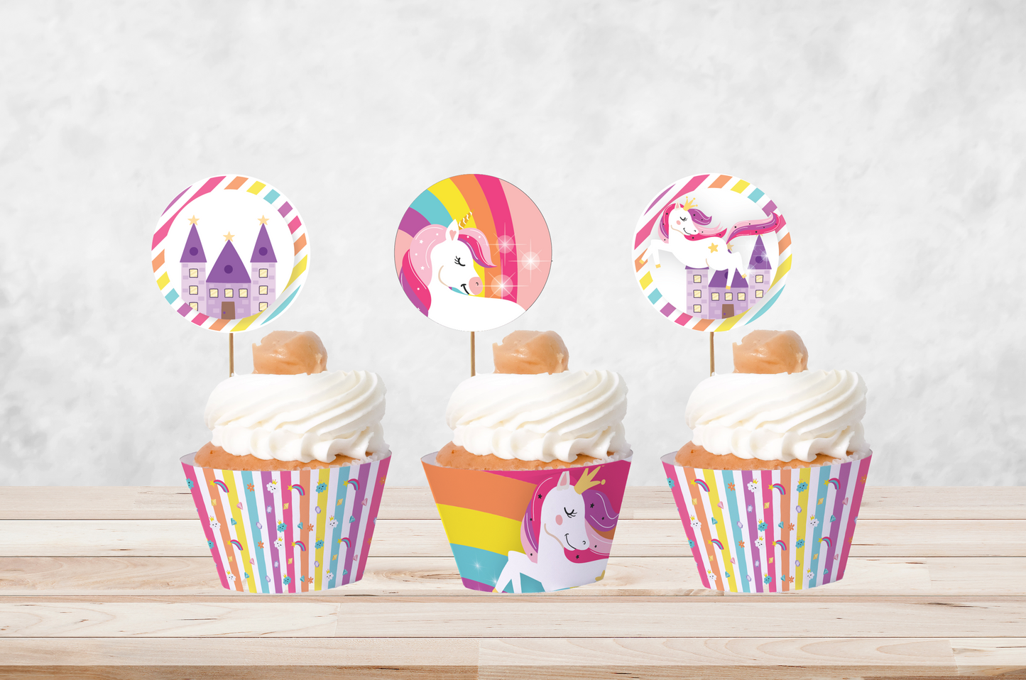 Cupcake Toppers for Birthday Party Decoration - Unicorn Theme (Set of 6) - Assorted