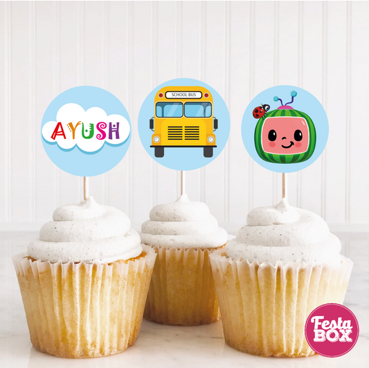 Cupcake Topper - Cocomelon Theme (Set of 6) - Assorted - Option 1