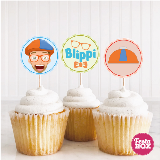 Cupcake Topper - Blippi Theme (Set of 6) - Assorted