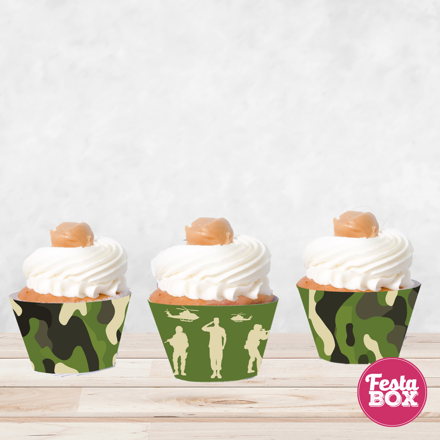 Cupcake Wrappers for Birthday Party Decoration - Army Theme - Assorted