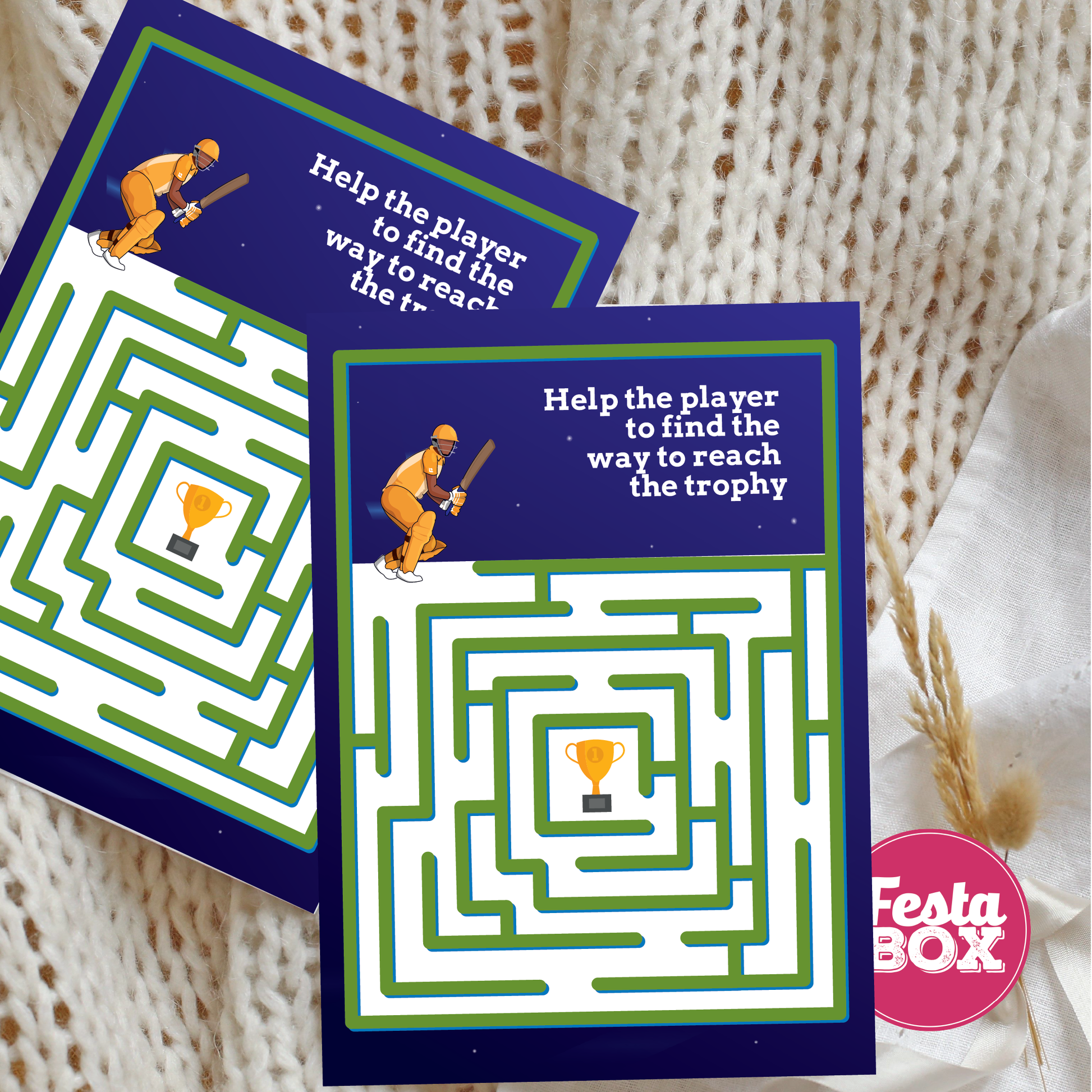 Birthday Game - Find the way - Cricket Theme (Set of 6)