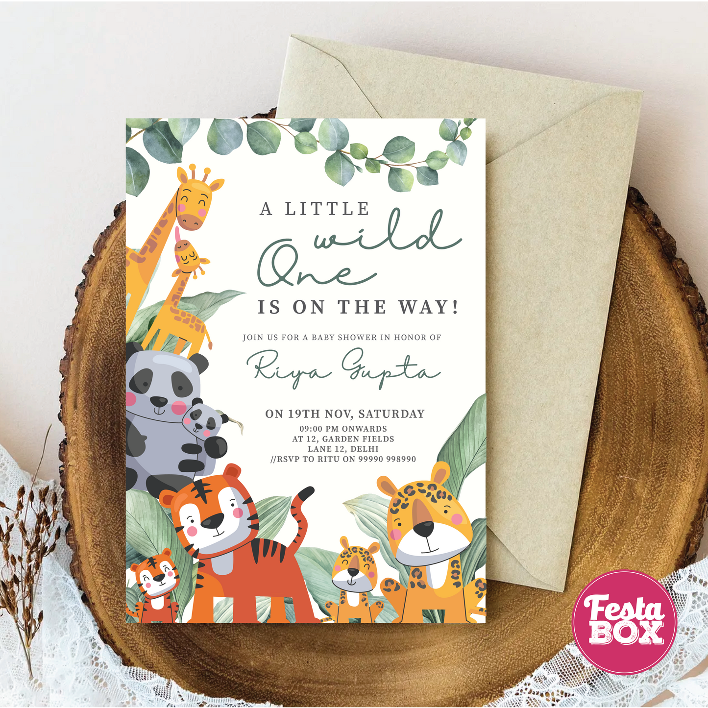 Baby Shower Invitation under the Jungle Safari Theme by Festabox