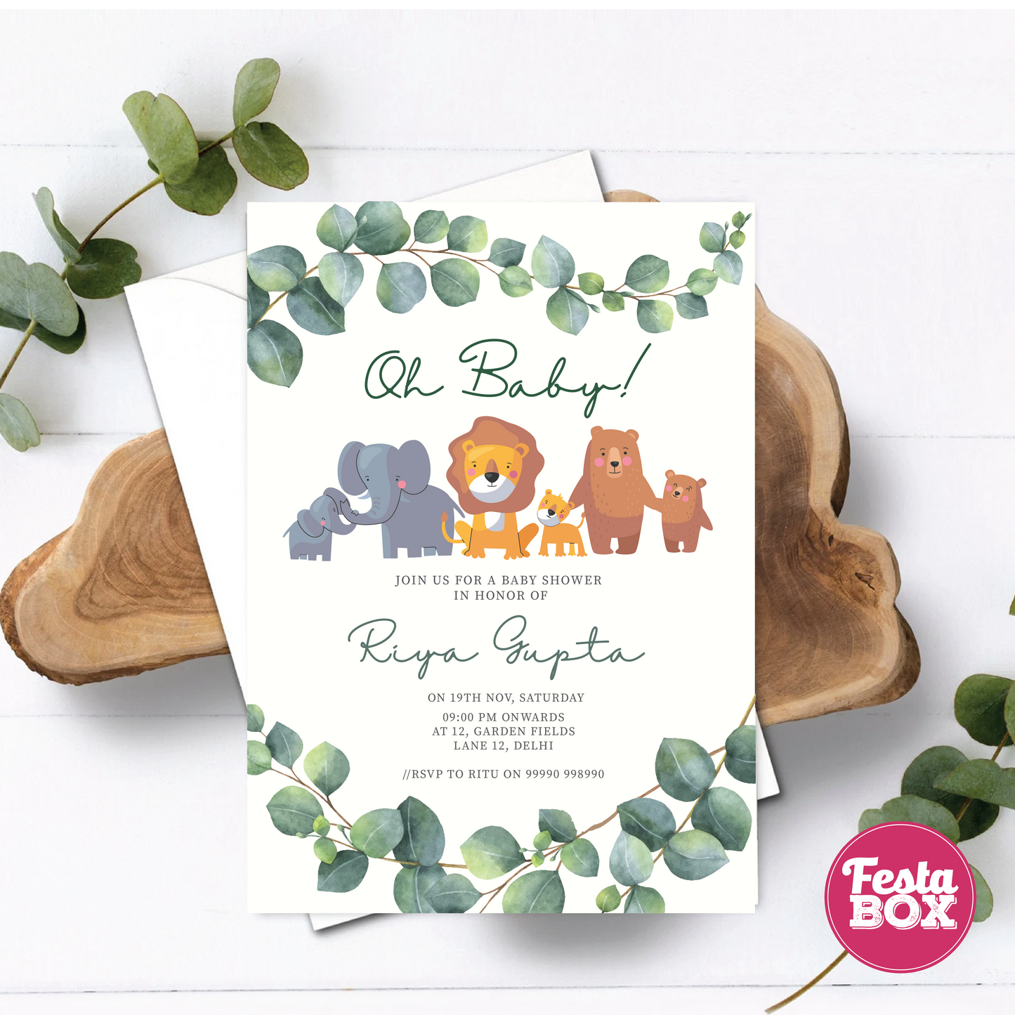 Baby Shower Invitation under the Jungle Safari Theme by Festabox