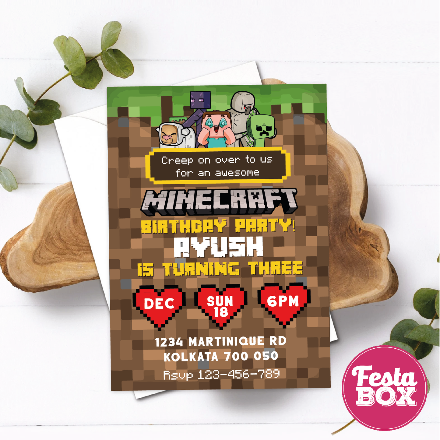 e-Invite for Birthday Party - MInekraft Theme - Option 1