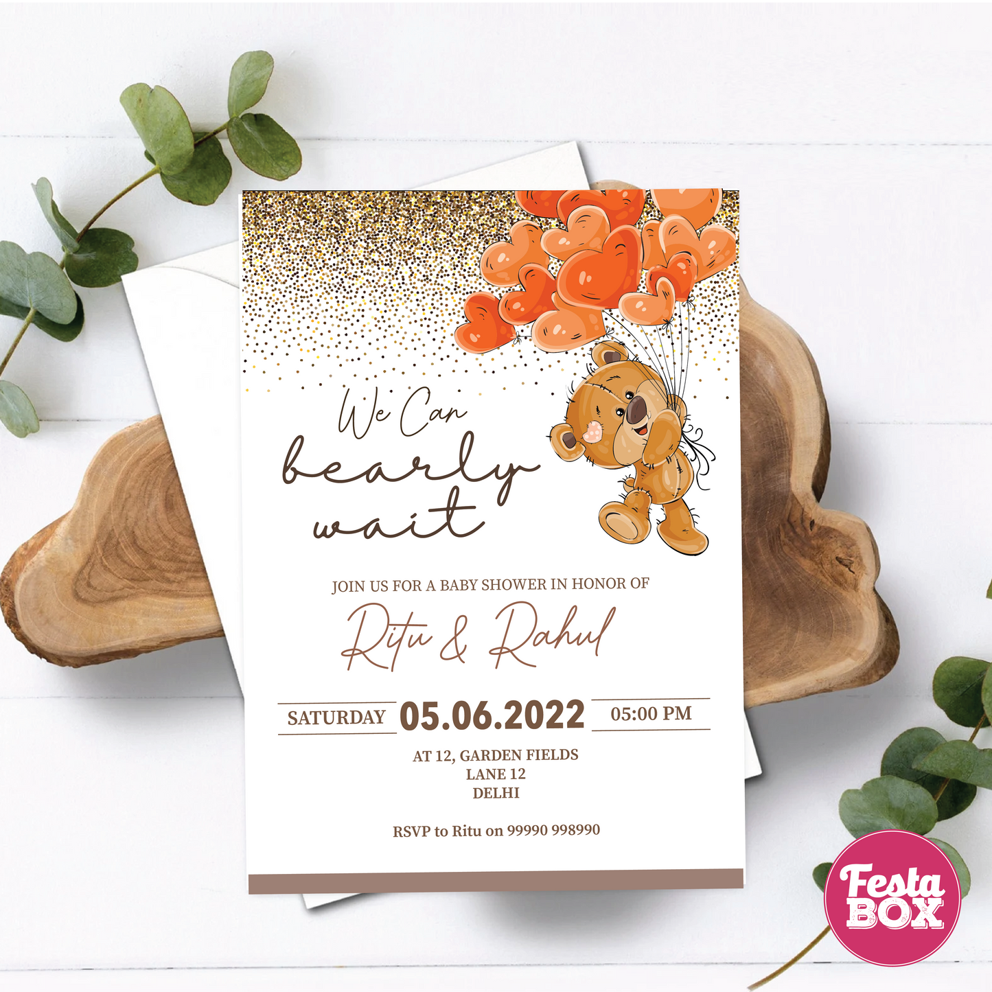 Baby Shower Invitation under the Teddy Bear Collection by Festabox