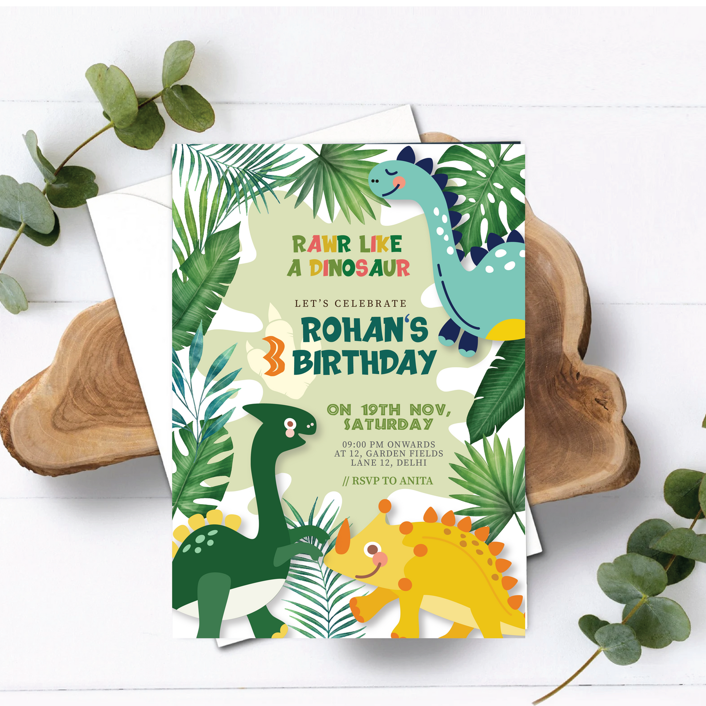 Birthday Party Invitation - Dinosaur Theme (Set of 6)