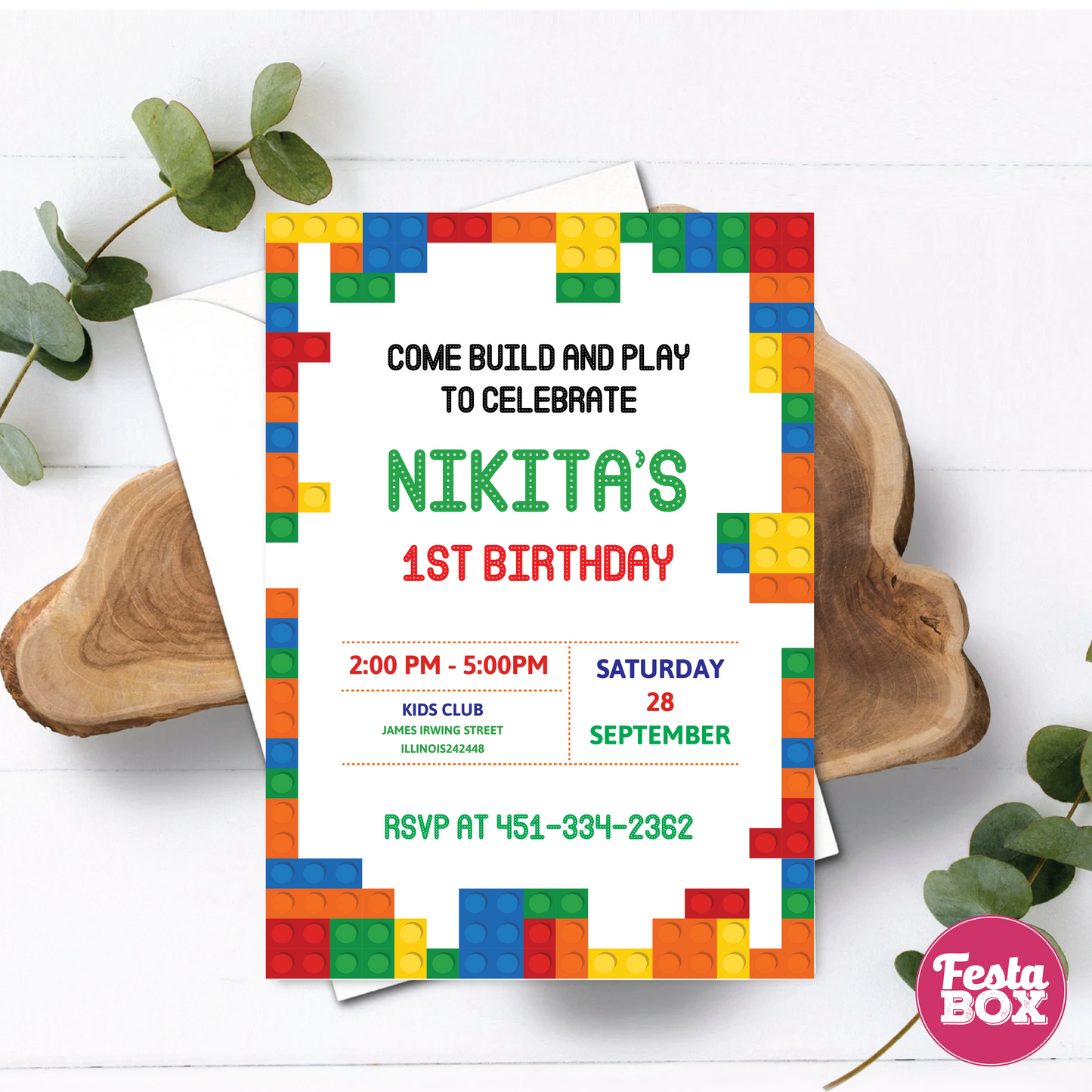 Birthday Party Invitation - Lego Theme