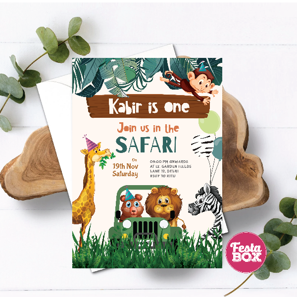 e-Invite for Birthday Party - Jungle Safari Theme - Option 1