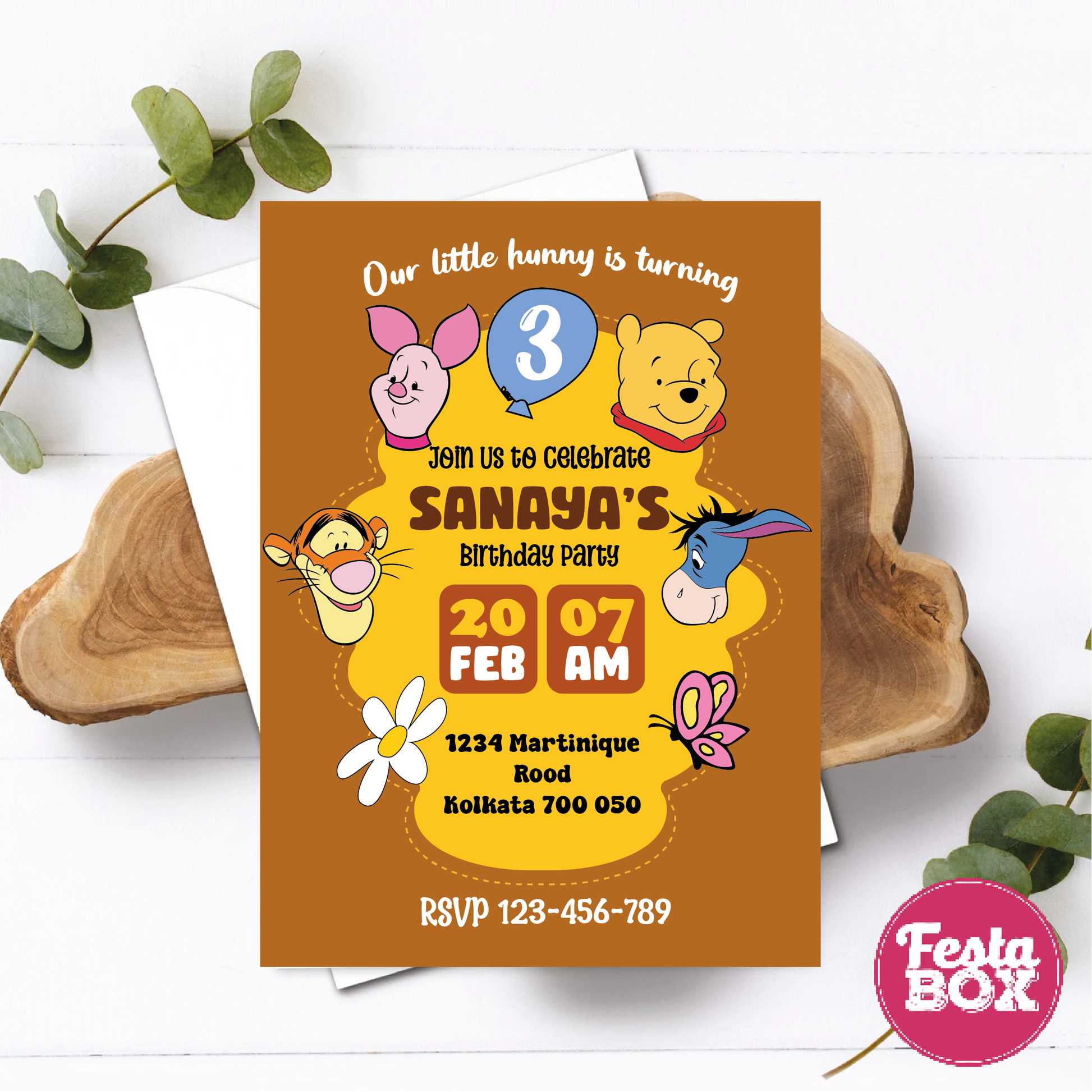 e-Invite for Birthday Party - Winnie The Pooh Theme - Option 1