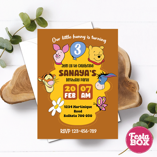 e-Invite for Birthday Party - Winnie The Pooh Theme - Option 1