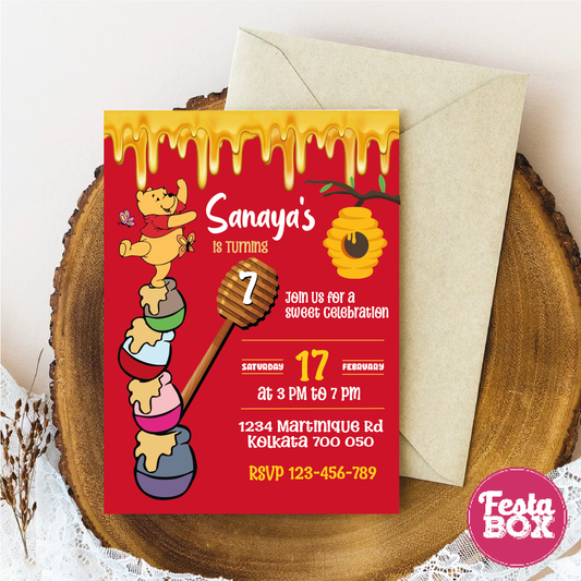 e-Invite for Birthday Party - Winnie The Pooh Theme - Option 2