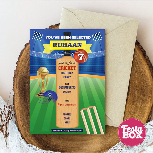 e-Invite for Birthday Party - Cricket Theme - Option 2