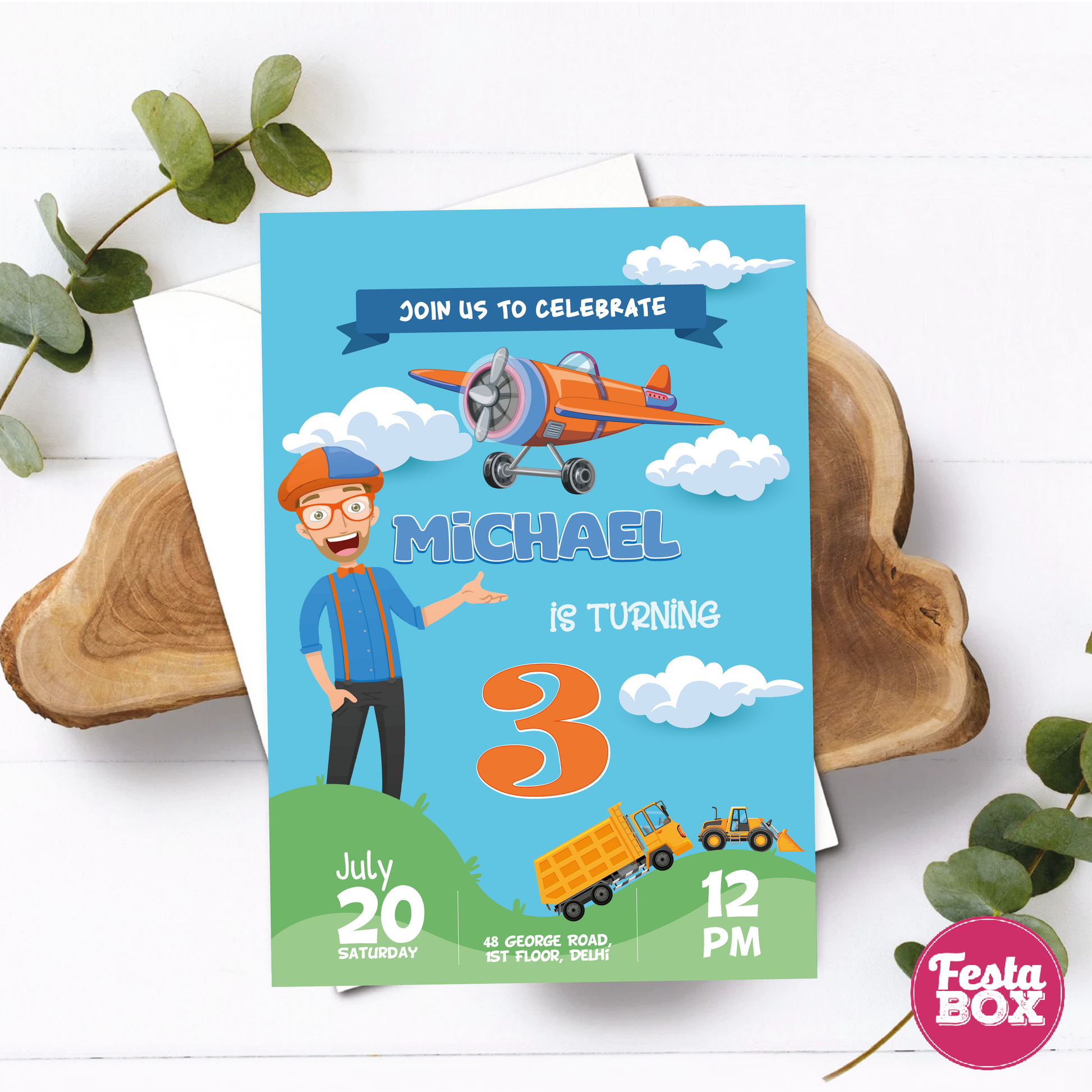 e-Invite for Birthday Party - Blippi Theme by Festabox - Option 3