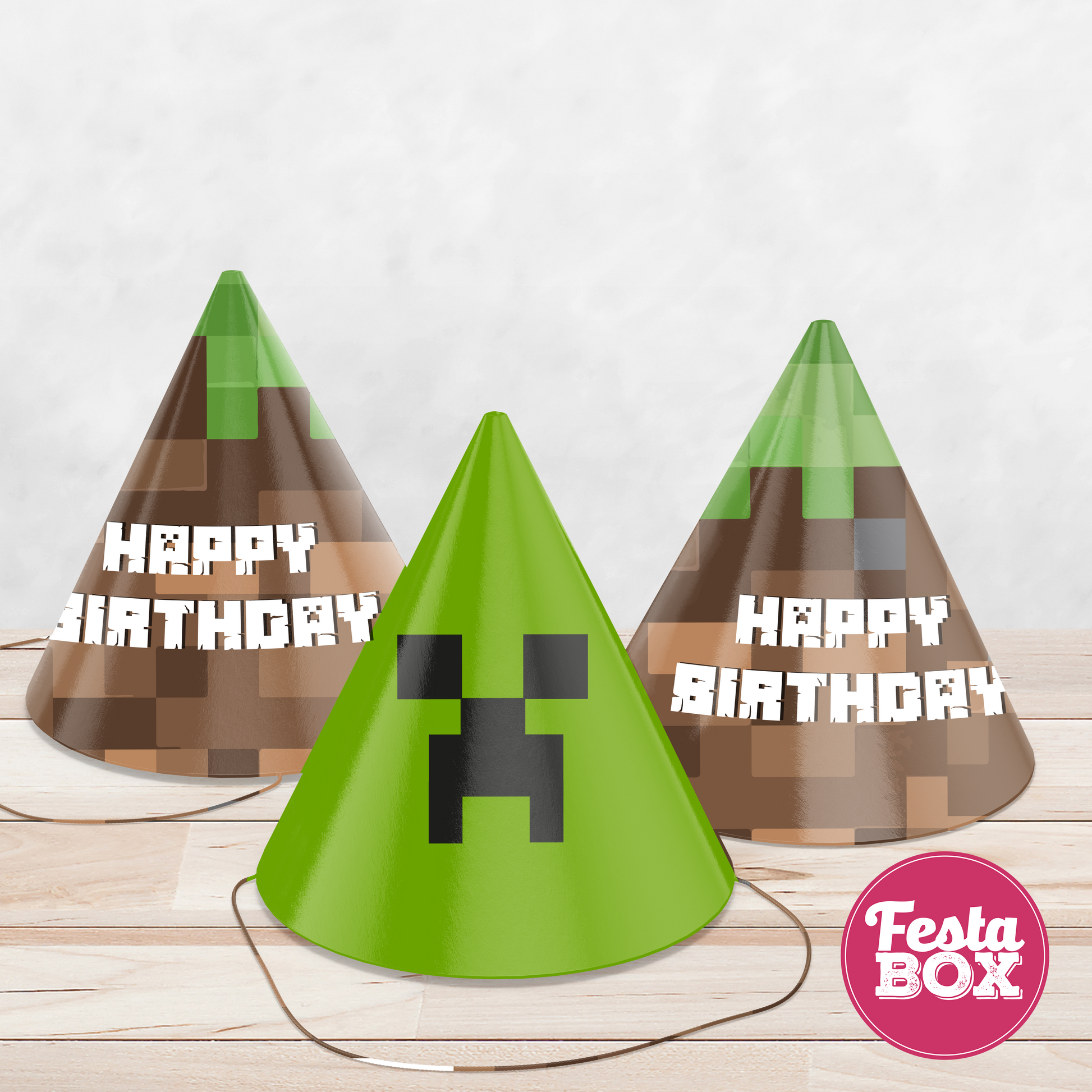 Birthday Celebration Caps - Minecraft Theme - Assorted