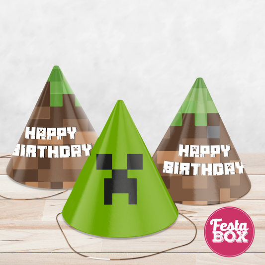 Birthday Celebration Caps - Minecraft Theme - Assorted