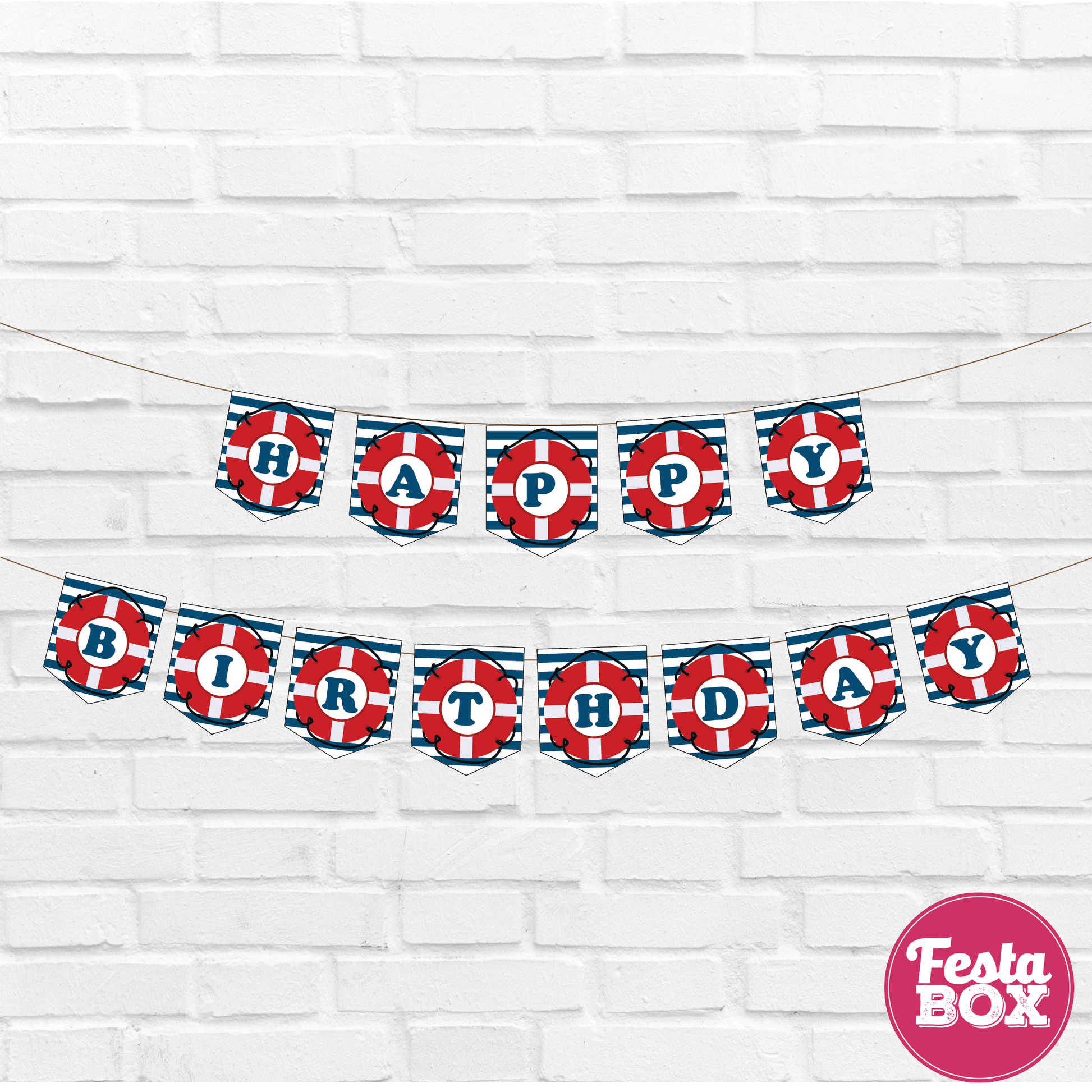 Happy birthday banner  - Nautical Theme - Option 1