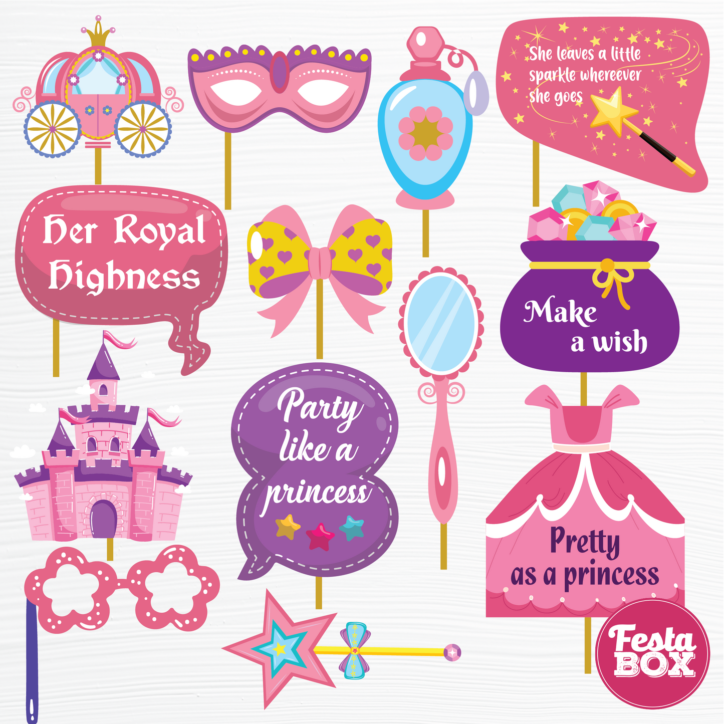 Party Props for Birthday Party Decoration - Princess Theme (15 nos.)