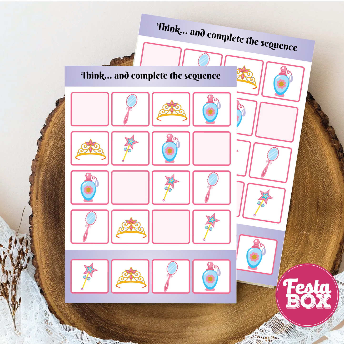 Birthday Game - Complete The Sequence - Princess Theme (Set of 6)