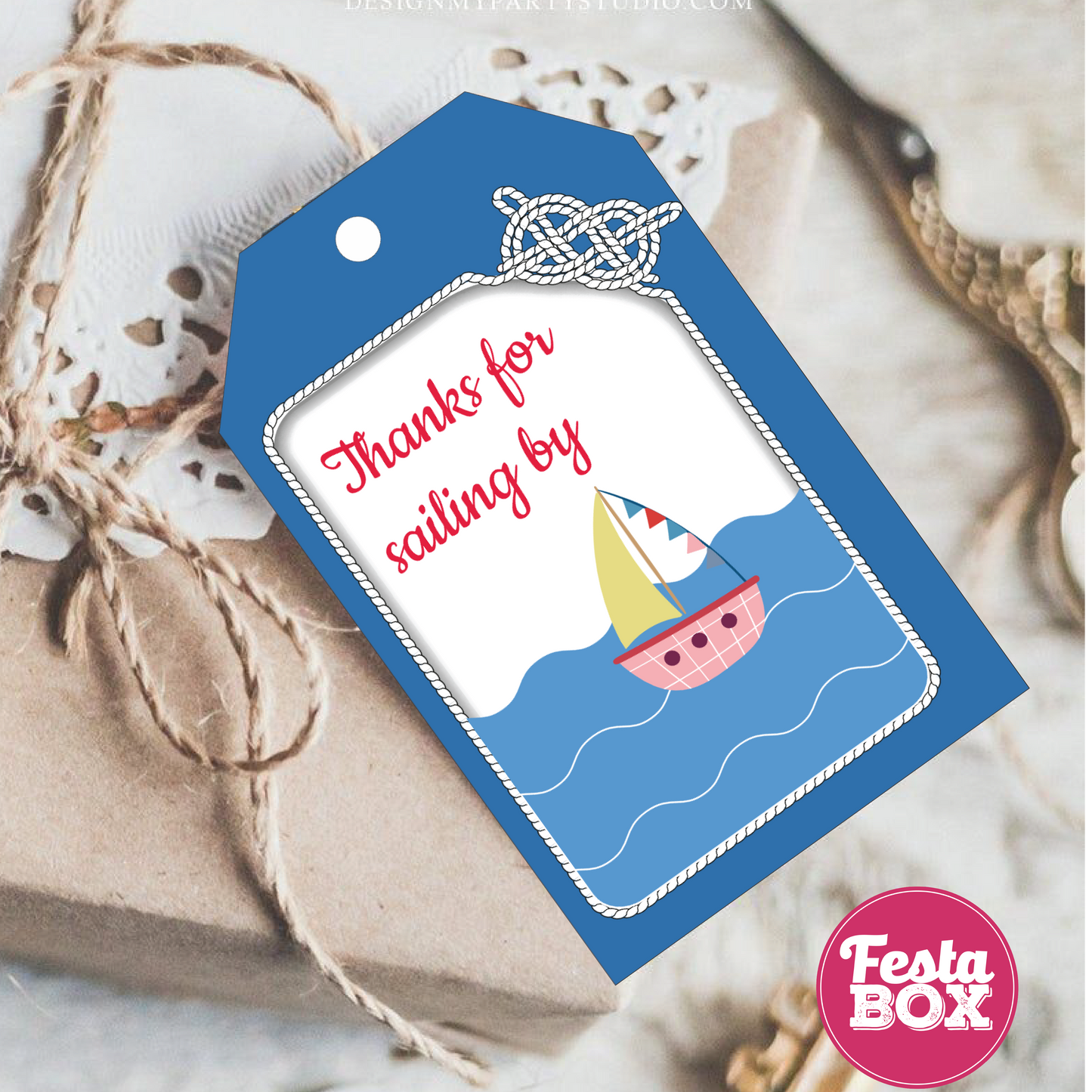 Gift Tags for Birthday Party Decoration - Nautical Theme (Set of 6) - Option 2