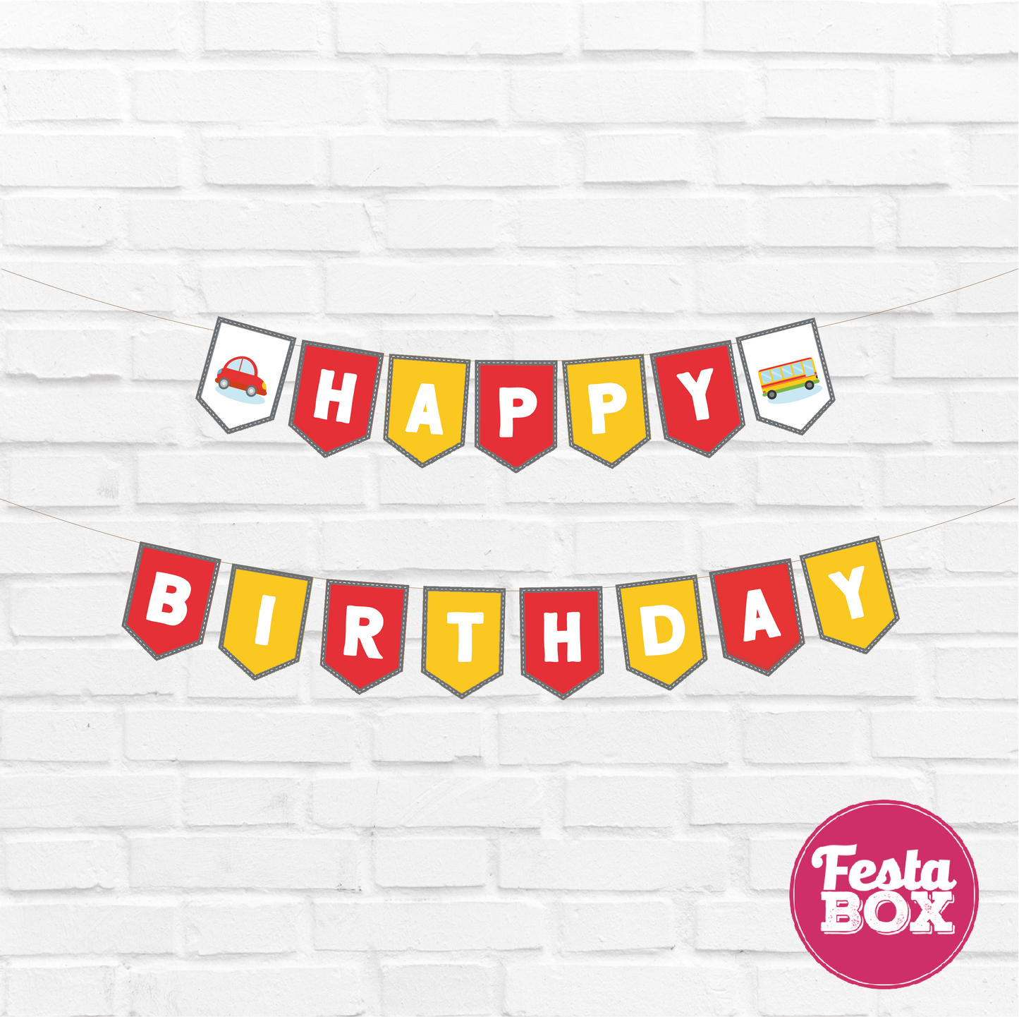 Background Banner for Birthday Party Decoration - Transport Theme Option 2