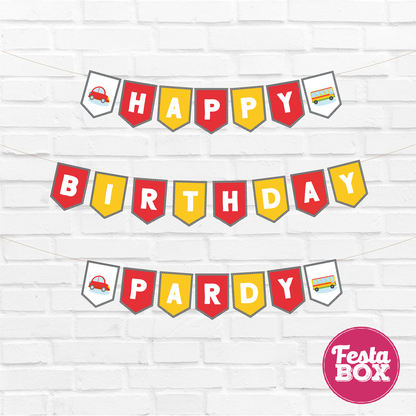 Background Banner for Birthday Party Decoration - Transport Theme Option 2