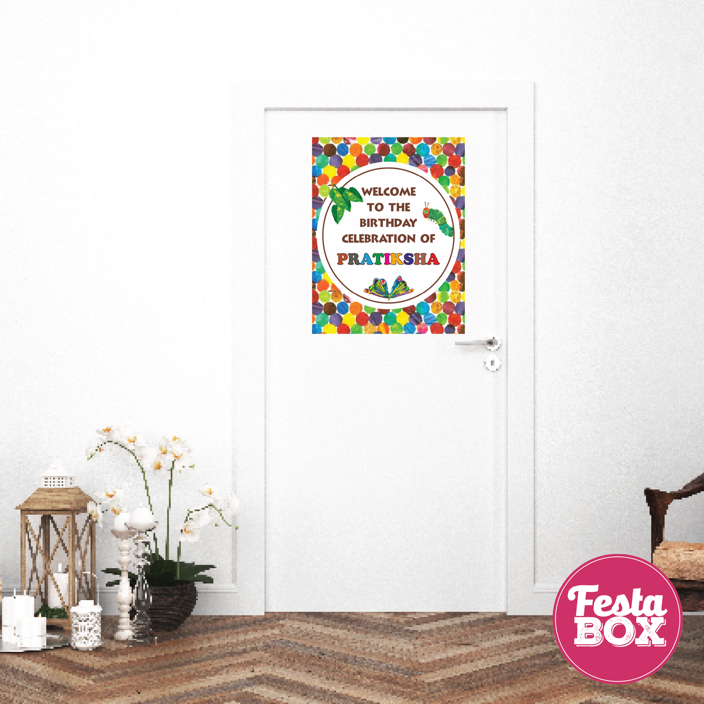 Welcome Sign for Birthday Party - The Very Hungry Caterpillar Theme by Festabox - Option 2