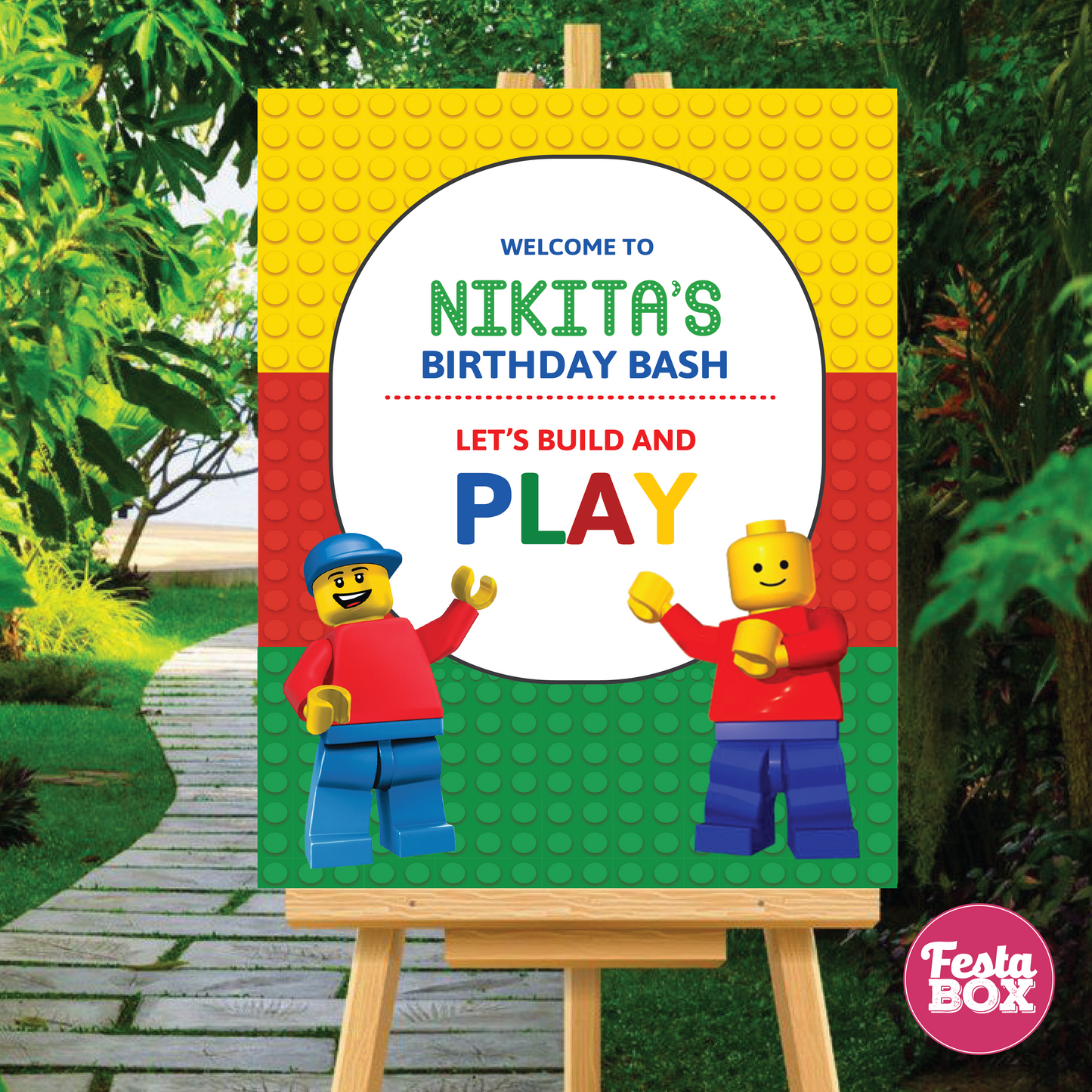 Welcome Sign for Birthday Party Decoration - Lego Theme