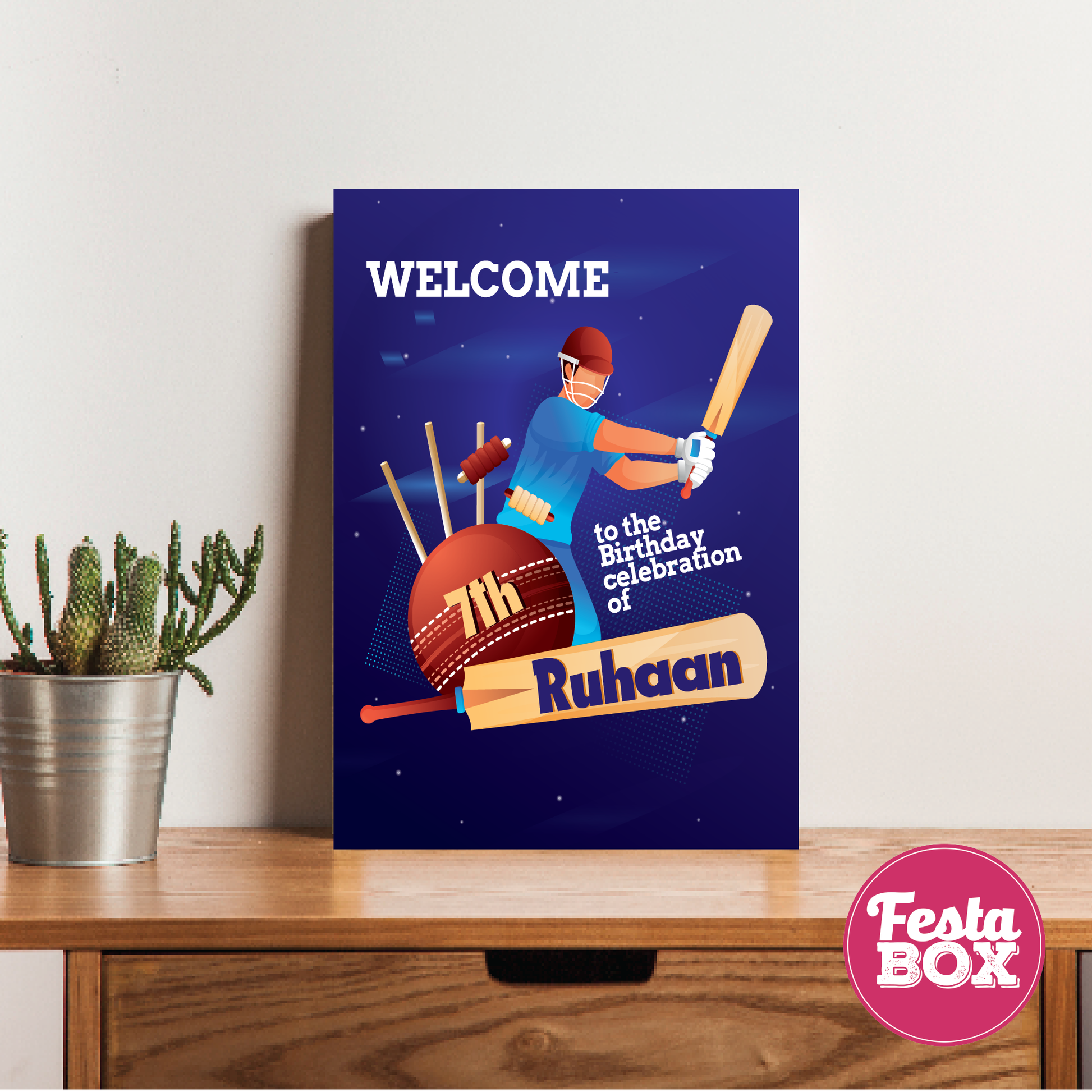 Welcome Sign for Birthday Party Decoration - Cricket Theme house party