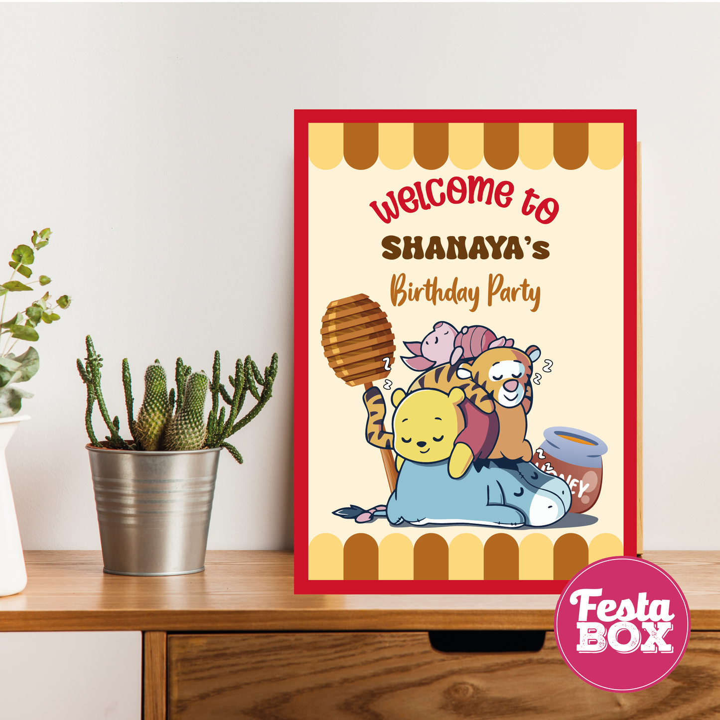 Welcome Sign for Birthday Party Decoration - Winnie the Pooh Theme