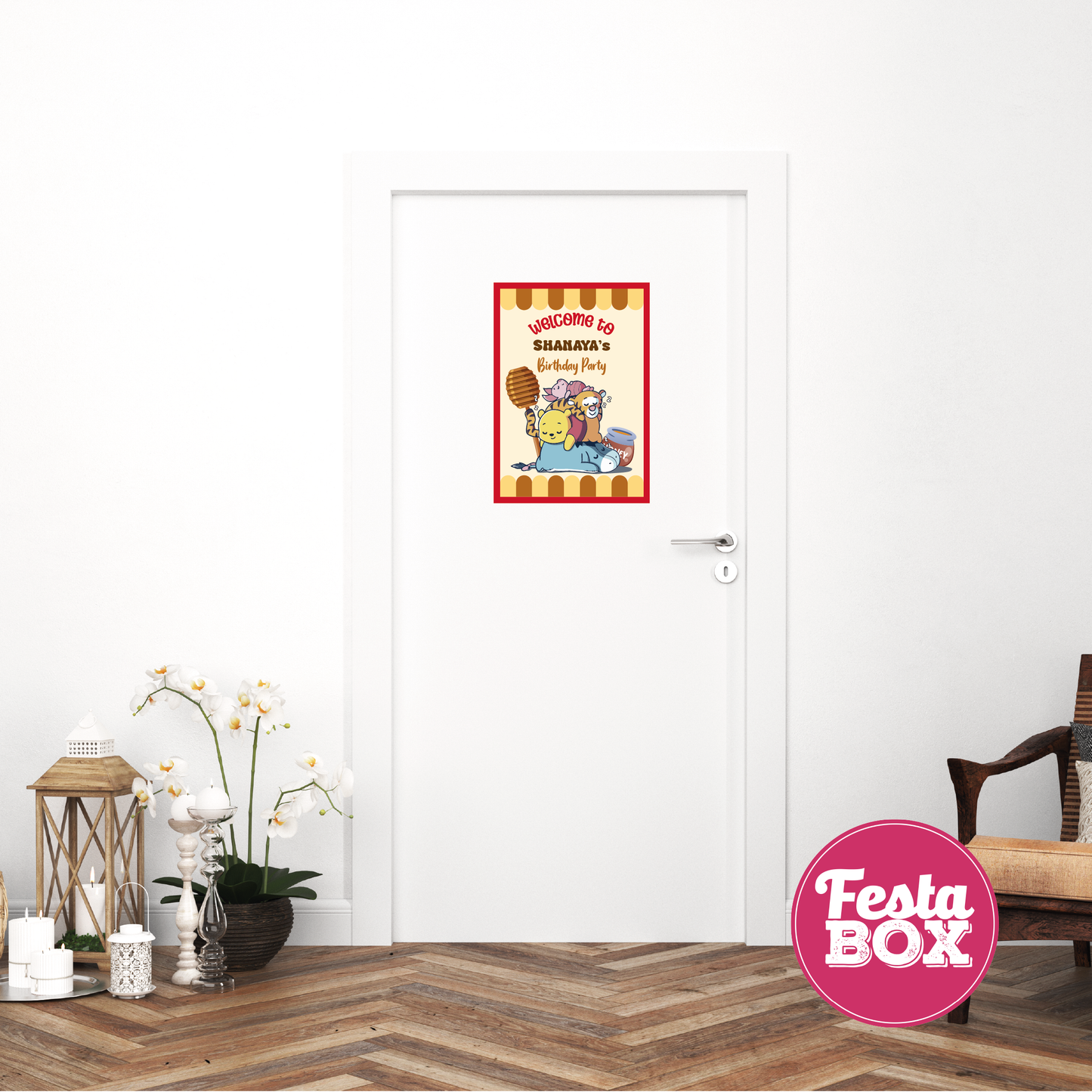 Welcome Sign on door for Birthday Party Decoration - Winnie the Pooh Theme