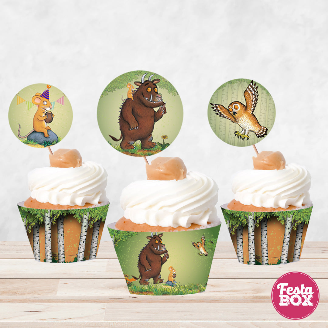 Cupcake Decorations - Toppers and Wrappers - Gruffalo Theme (Set of 6) - Assorted