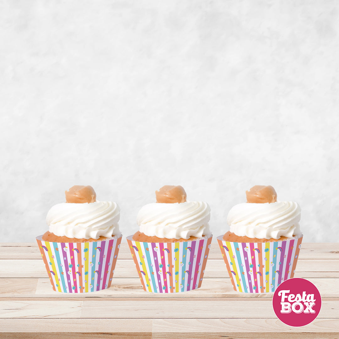 Cupcake Wrappers for Birthday Party Decoration - Unicorn Theme (Set of 6) - Assorted